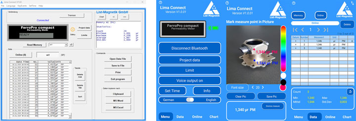 Lima Connect - Applications pour le traitement des données de mesure